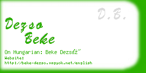 dezso beke business card